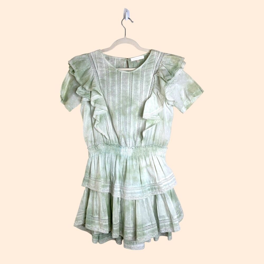 LoveShackFancy Natasha Dress Tie Dye Green